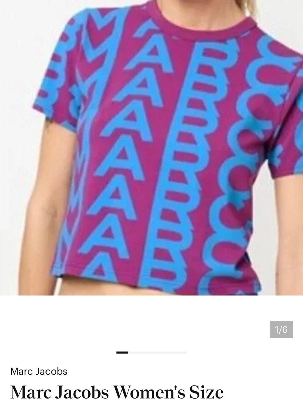 Marc Jacobs Purple and Blue Logo Graphic Short Sleeve Tee